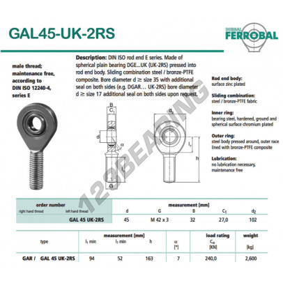 GAL45-UK-2RS-DURBAL