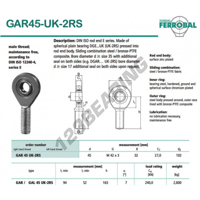 GAR45-UK-2RS-DURBAL