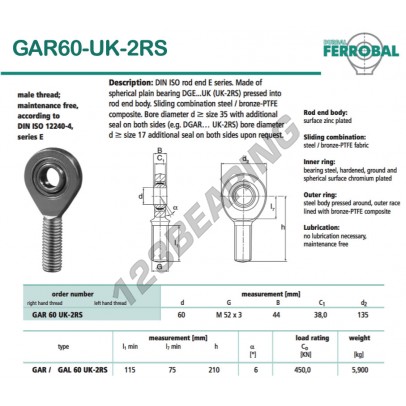 GAR60-UK-2RS-DURBAL