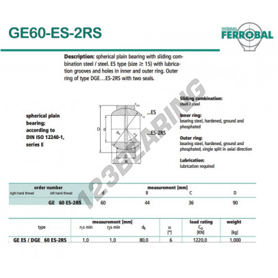 DGE60-ES-2RS-DURBAL